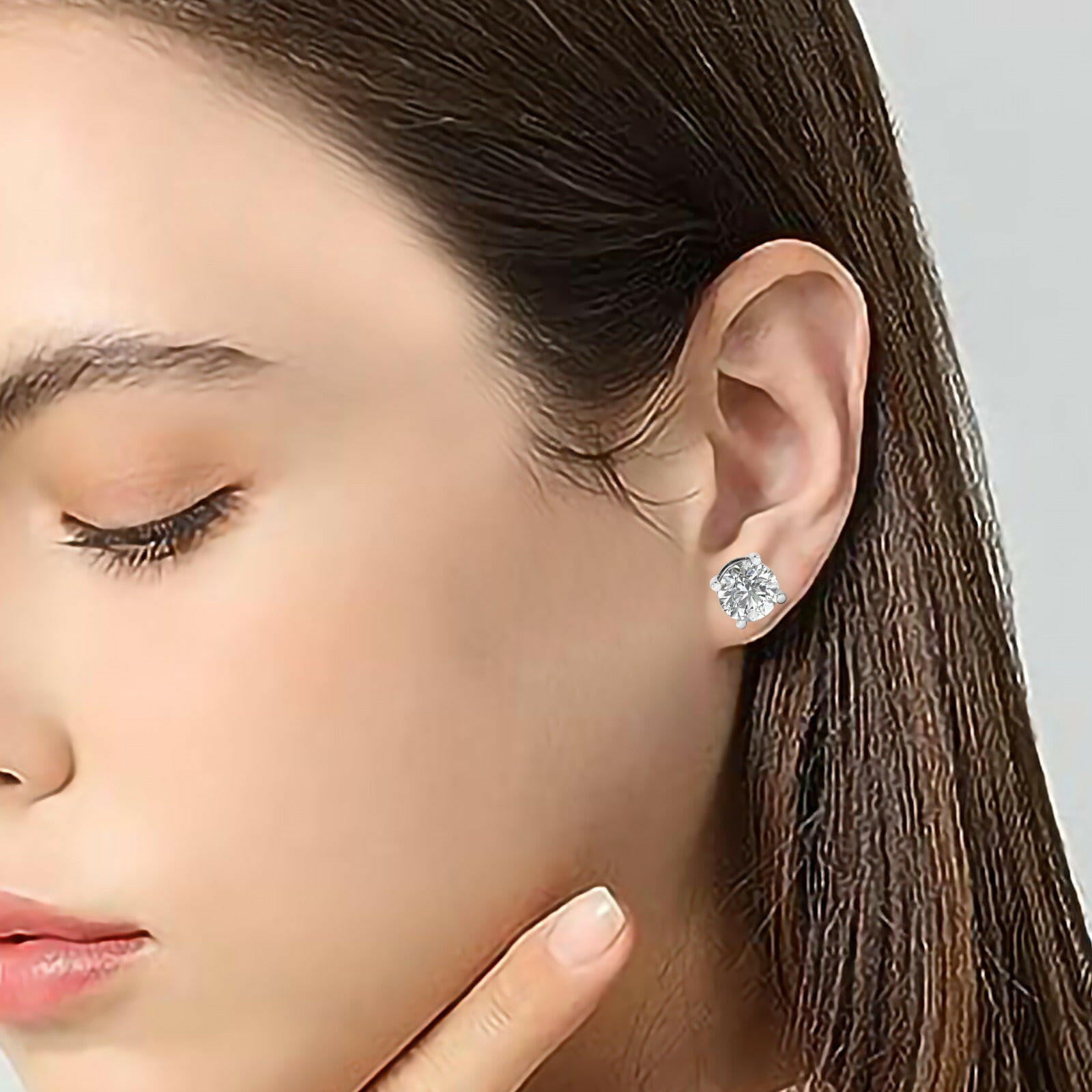 14K Gold Studded TW 4 Carat D Color VS1 Clarity Lab Grown Diamond Studs.